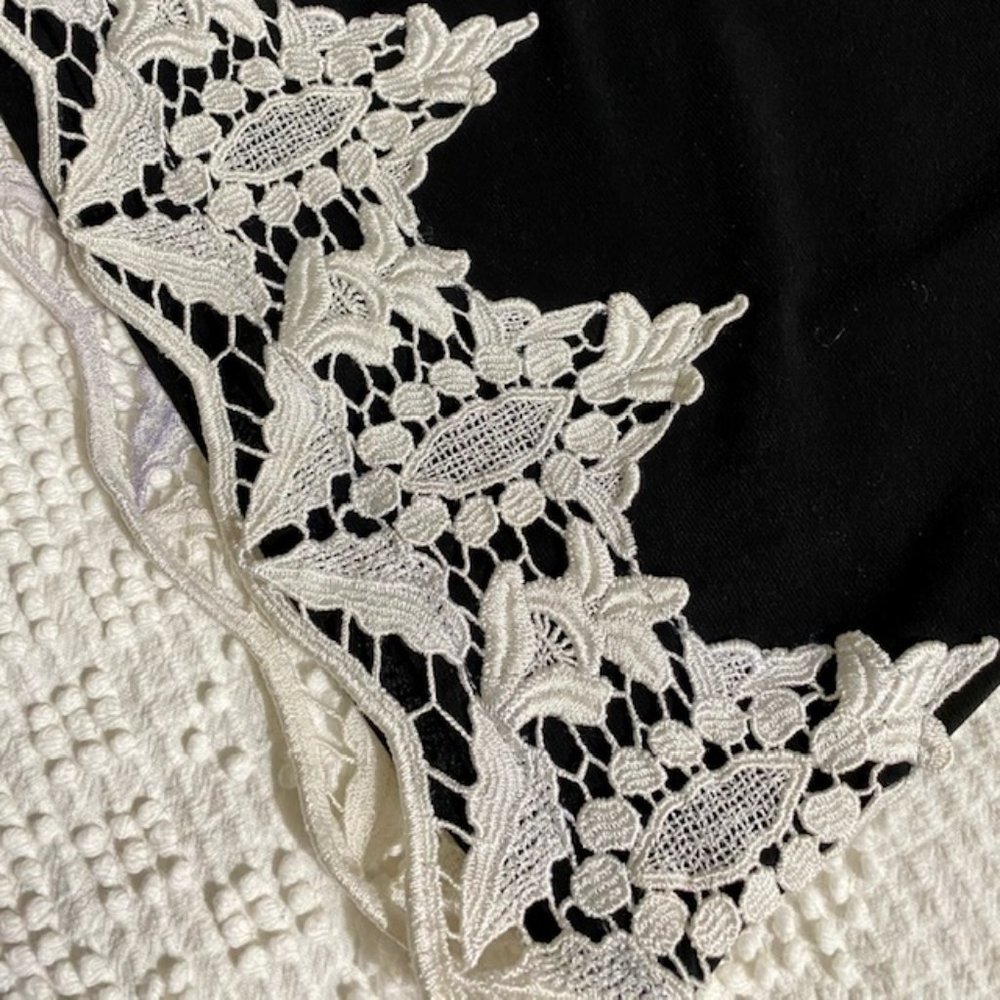 Little Black Tunic Dress with Lace Hem - Picture 2 of 6